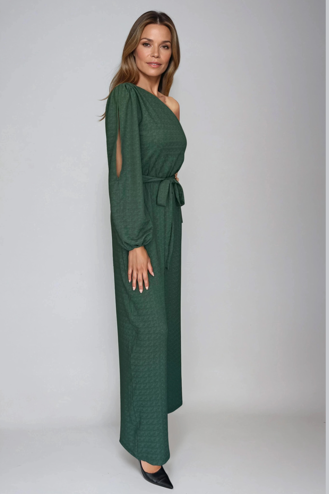 Green One-Shoulder Jumpsuit