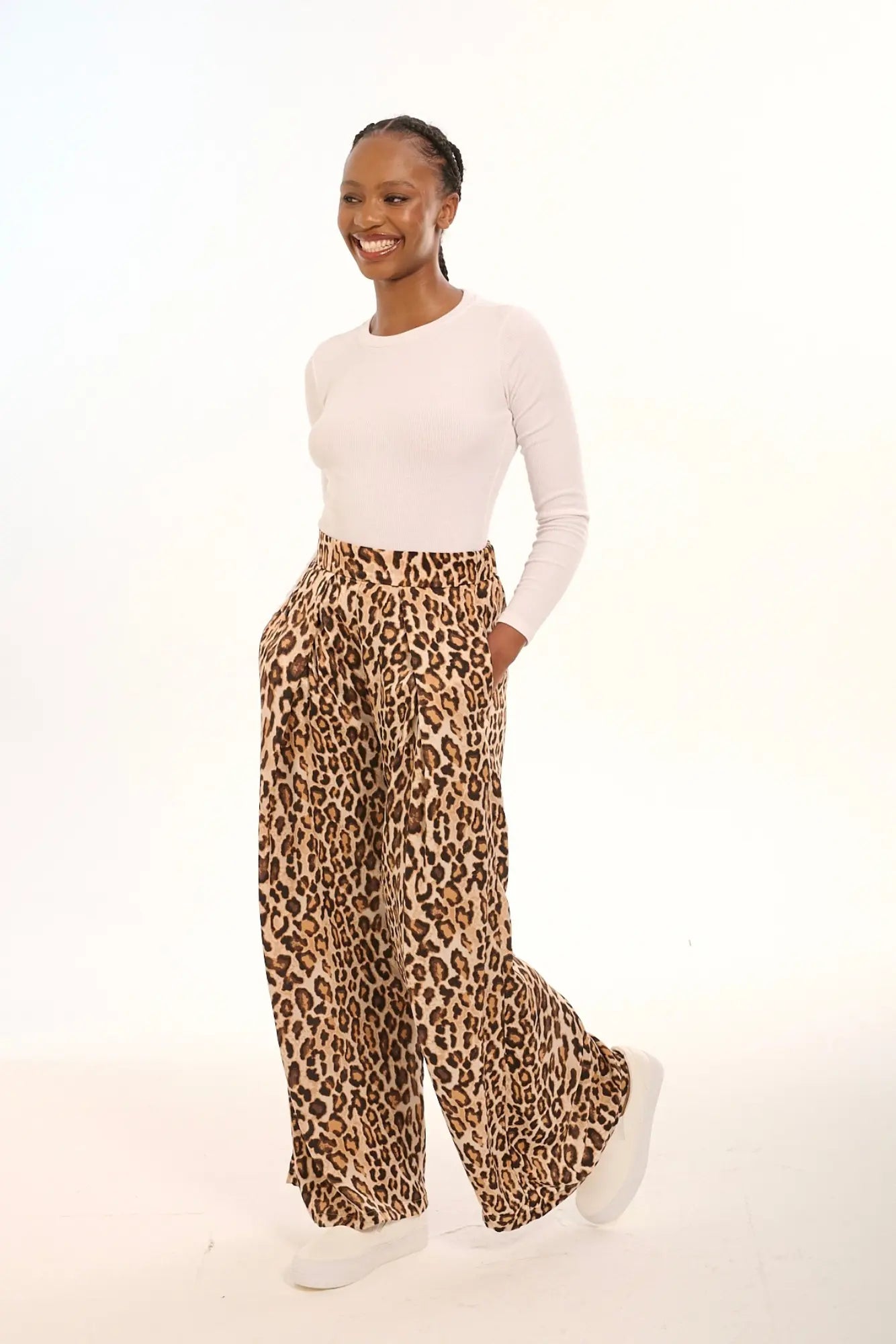 Animal Print Wide Leg Pants