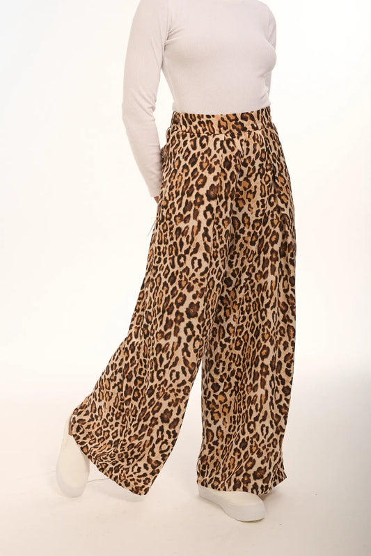 Animal Print Wide Leg Pants