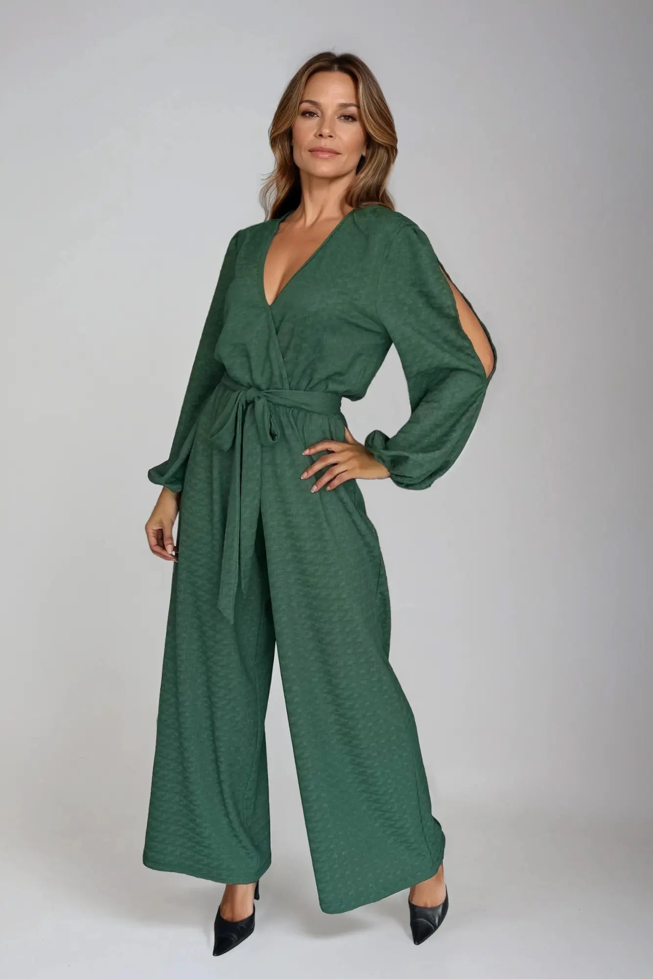 Green Cross-Over Jumpsuit