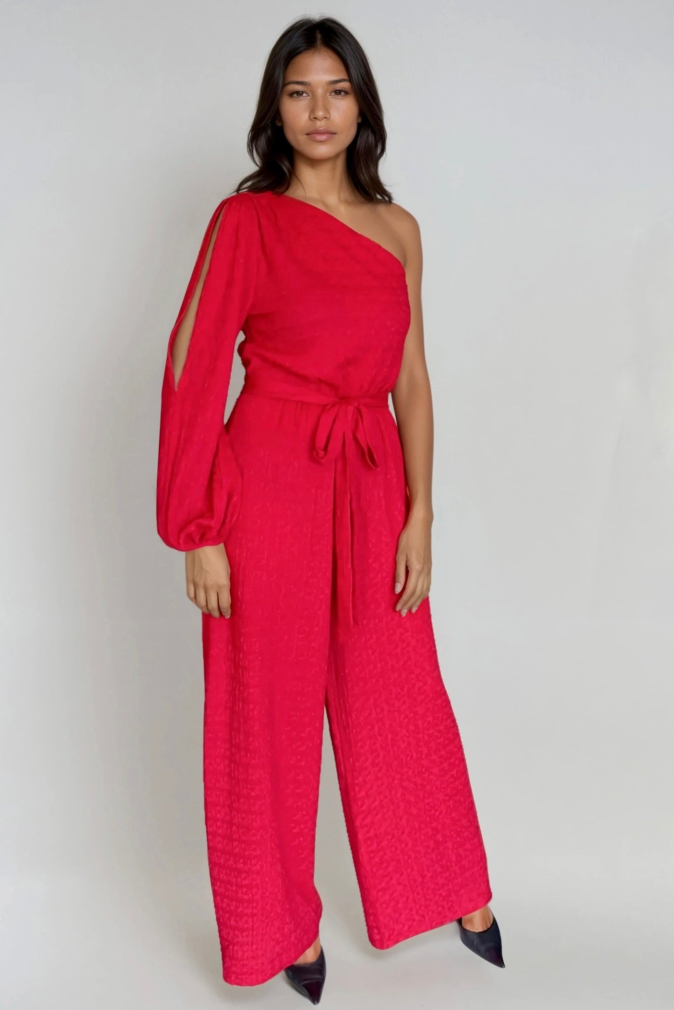 Red One-Shoulder Jumpsuit