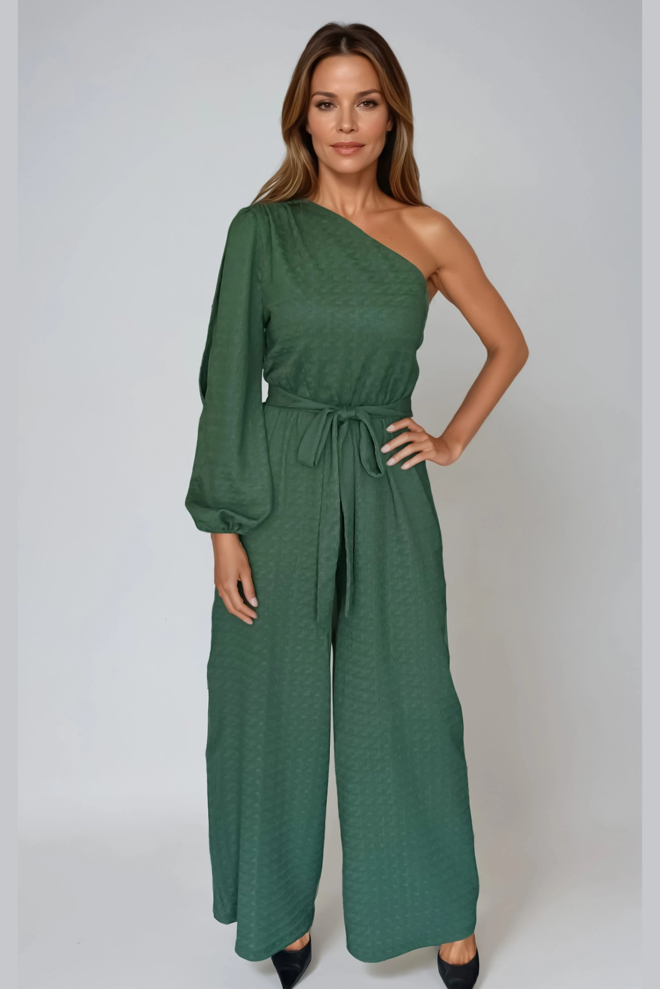 Green One-Shoulder Jumpsuit