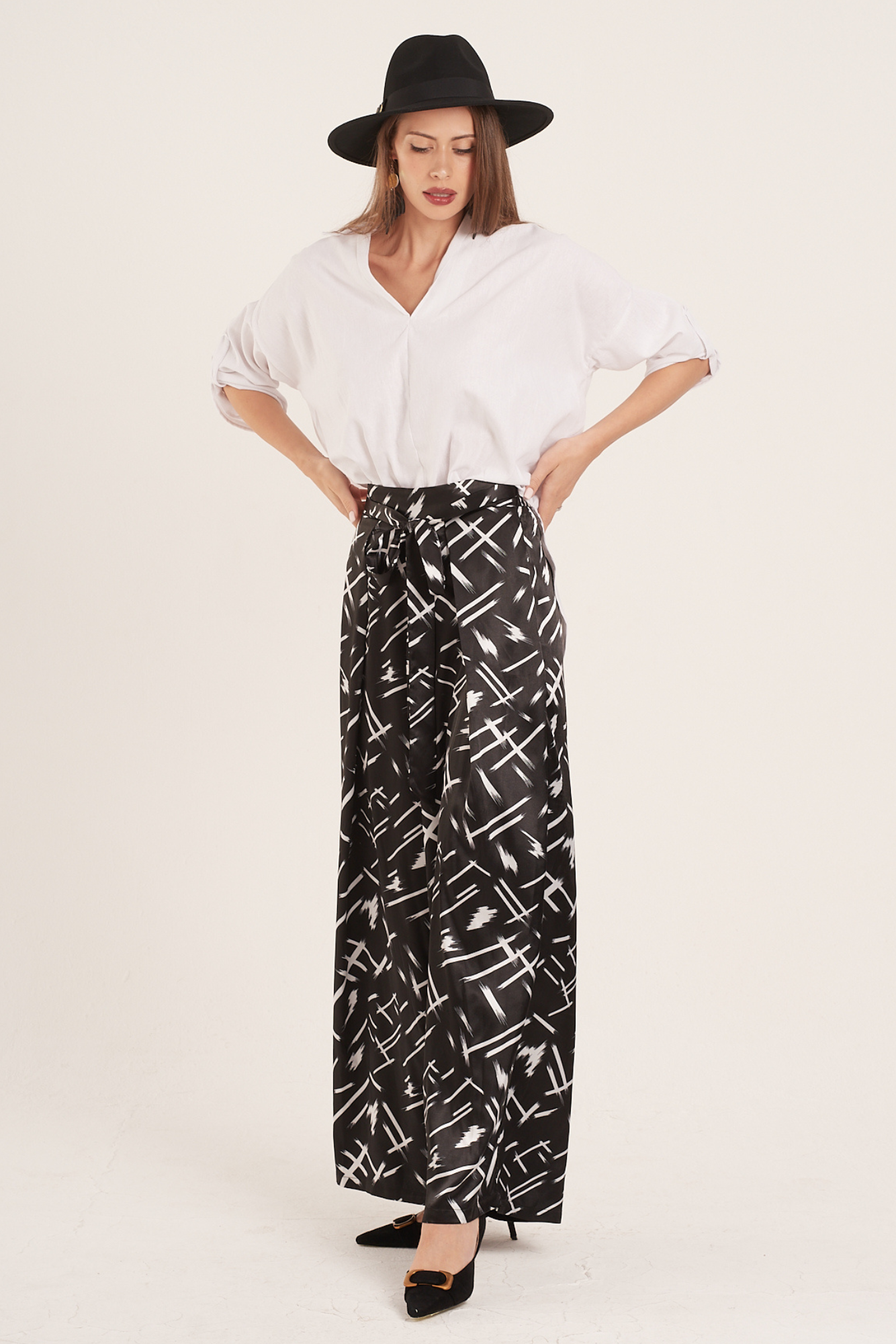 Monochrome Satin Pants