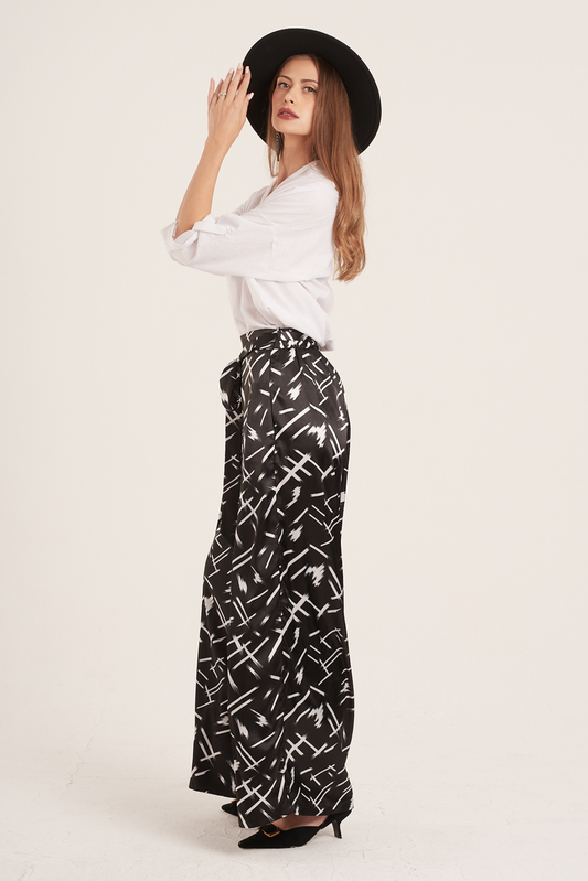 Monochrome Satin Pants