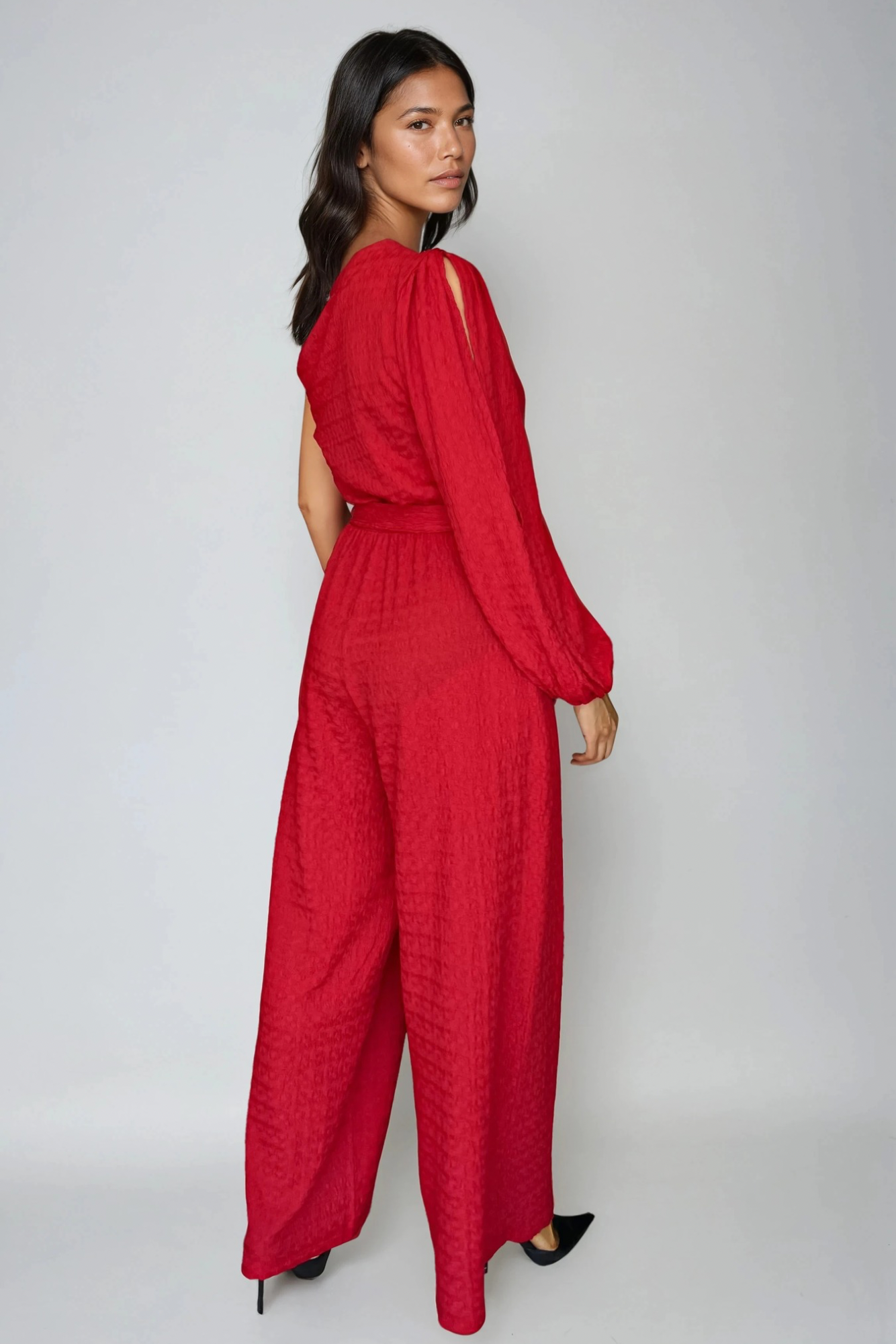 Red One-Shoulder Jumpsuit