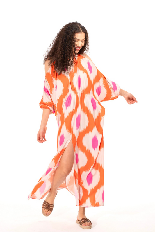 Pink & Orange Print Kaftan