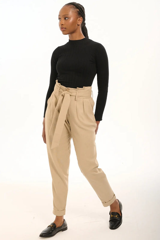 Sand Linen Taped Pants