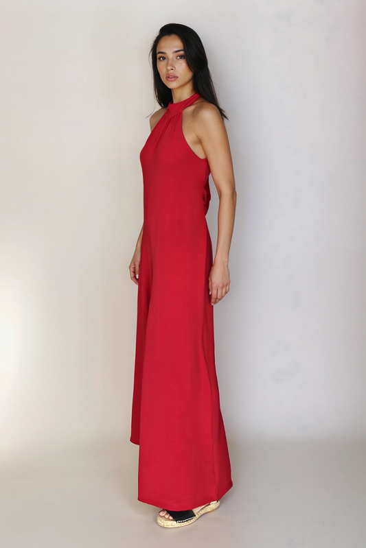 Red Holterneck Jumpsuit