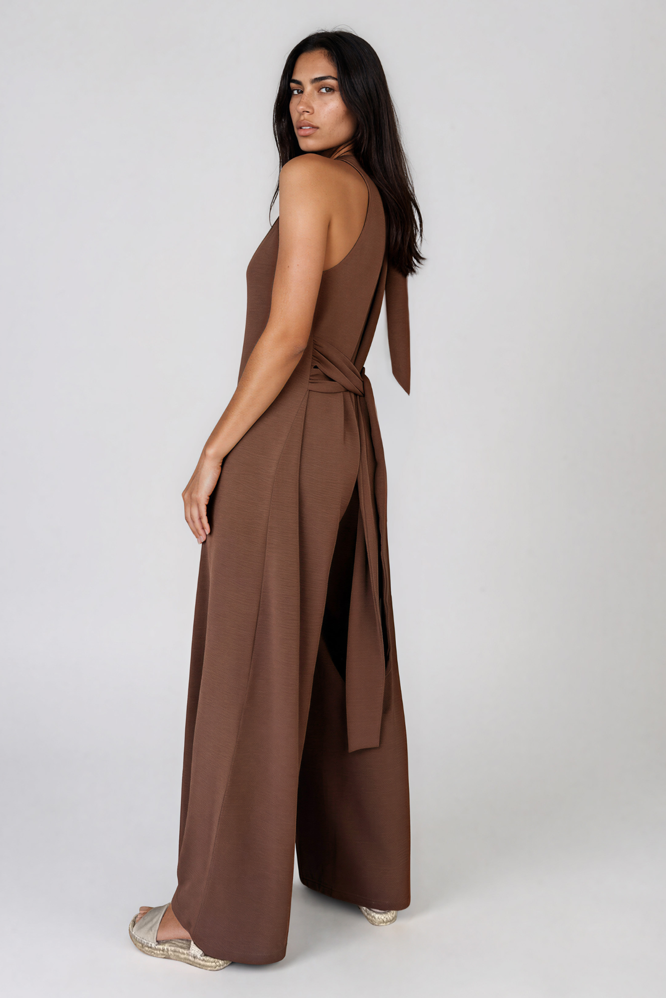 Chocolate Brown Halter Neck Jumpsuit