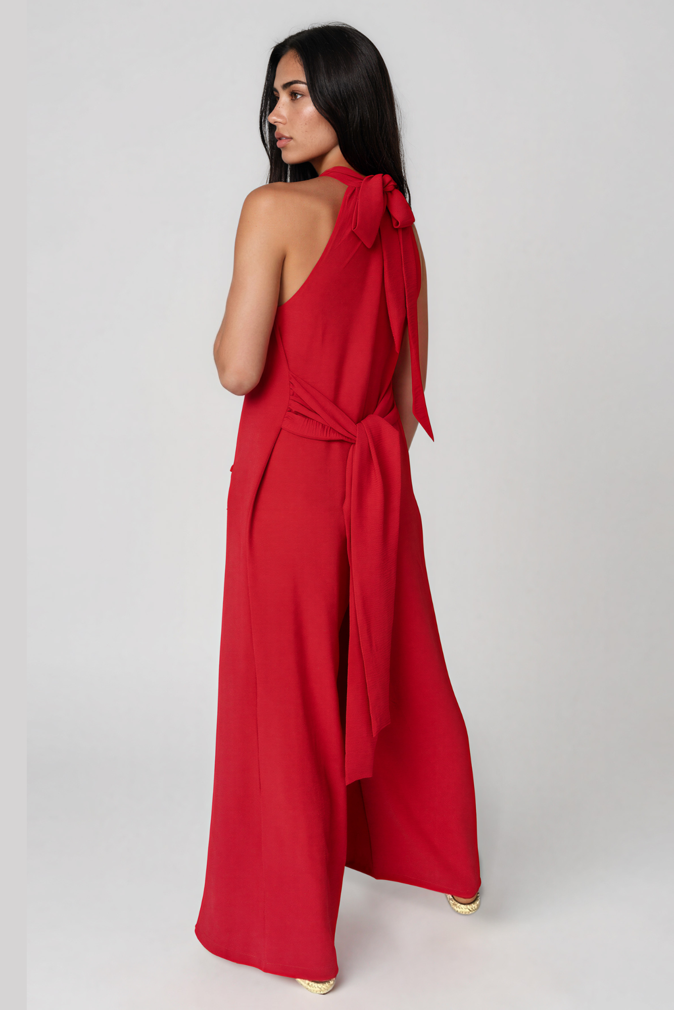 Red Halter Neck Jumpsuit