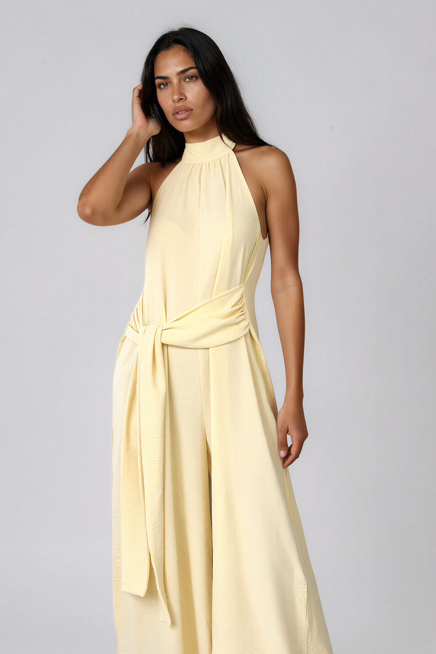 Butter Yellow Halter Neck Jumpsuit