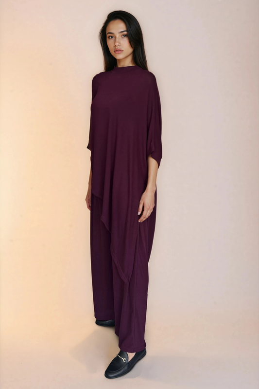 Burgundy Asymmetrical Knit Top