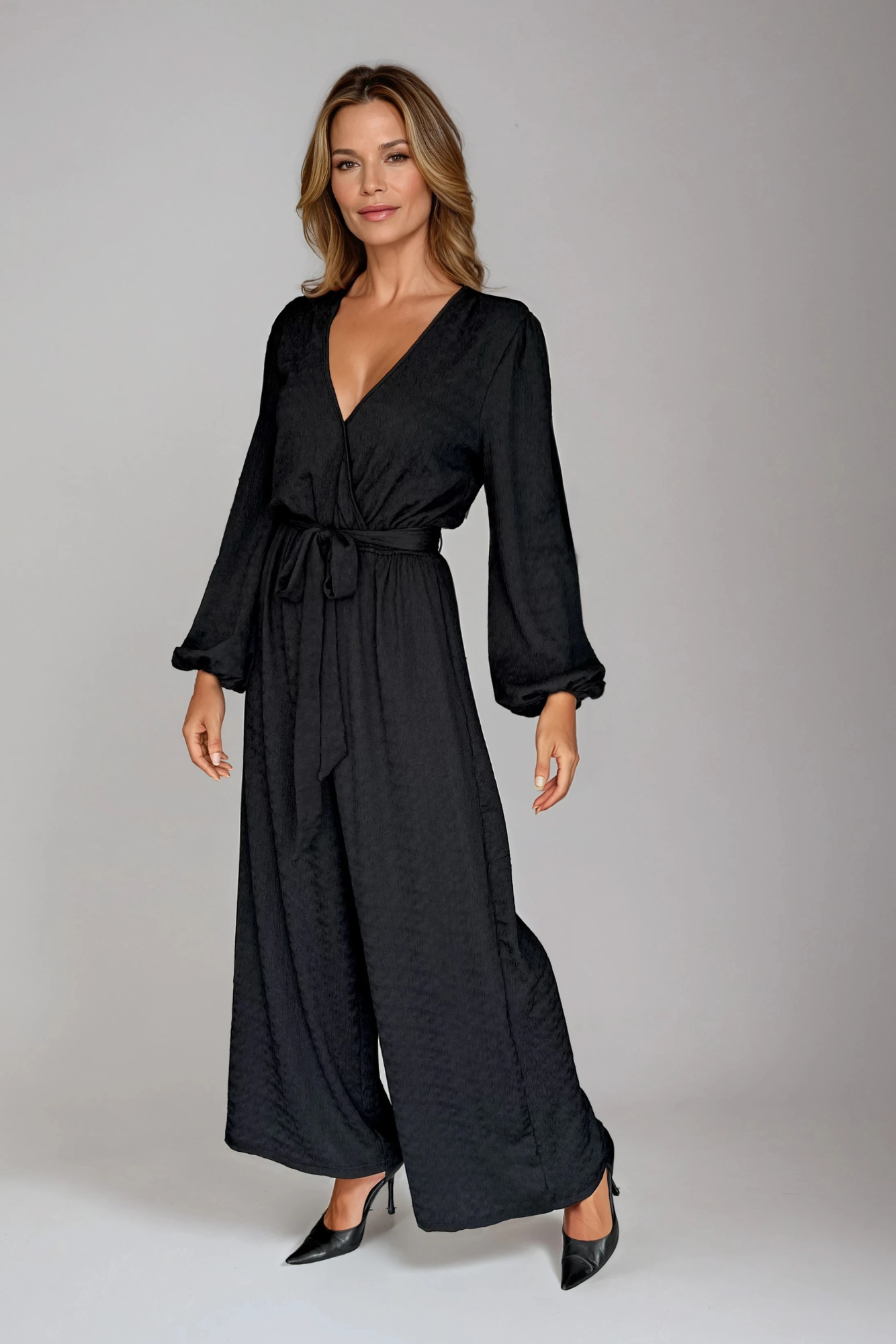 Black Cross-Over Jumpsuit