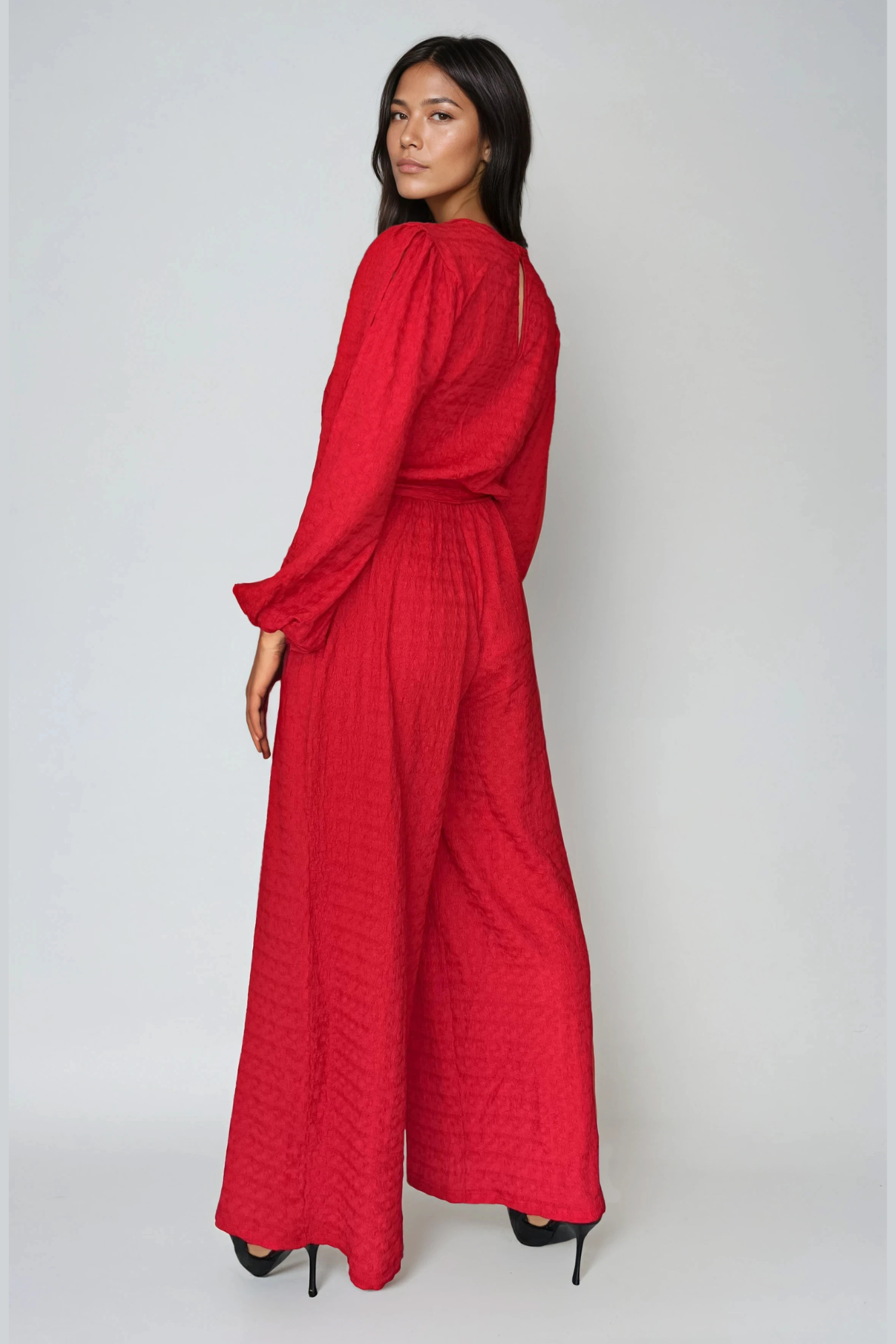 Red Cross-Over Jumpsuit