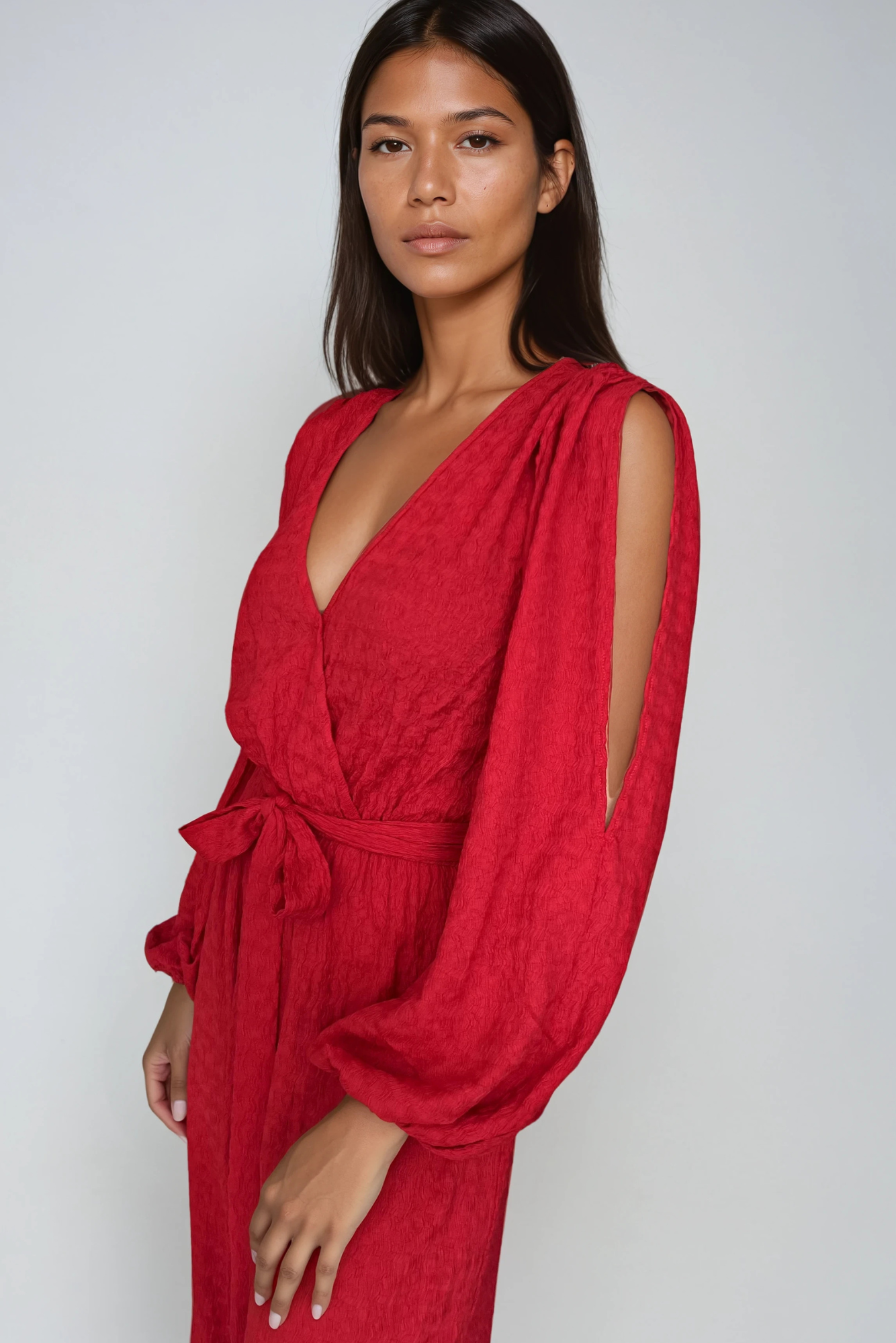 Red Cross-Over Jumpsuit