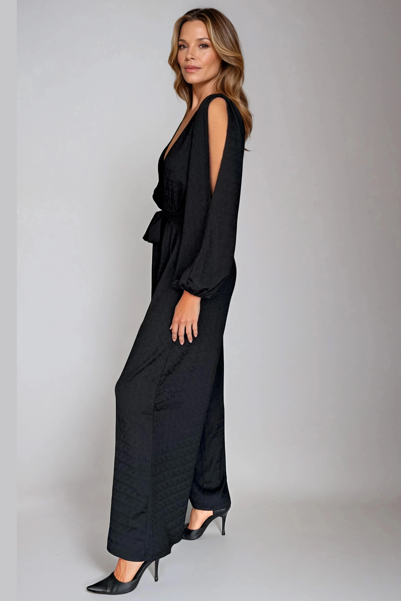 Black Cross-Over Jumpsuit
