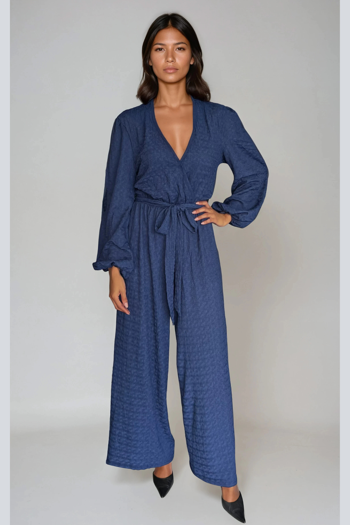 Ink Blue Cross-Over Jumpsuit