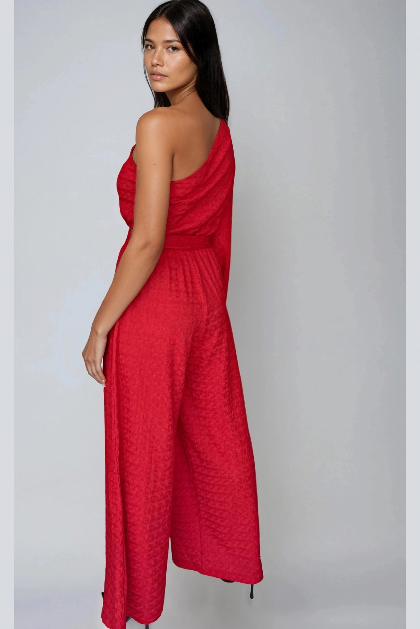 Red One-Shoulder Jumpsuit