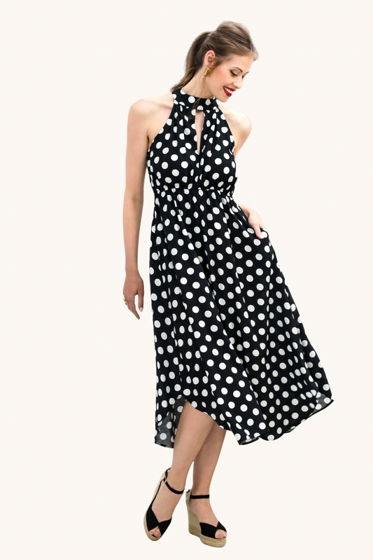 Black Polka Dot Midi Dress