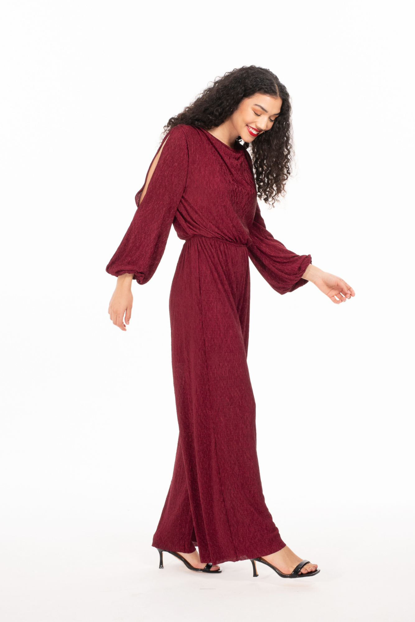 Burgundy Plisse Jumpsuit