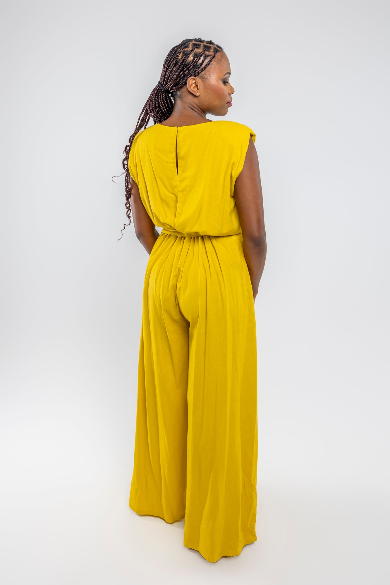 Mustard Wide Leg Linen Jumpsuit