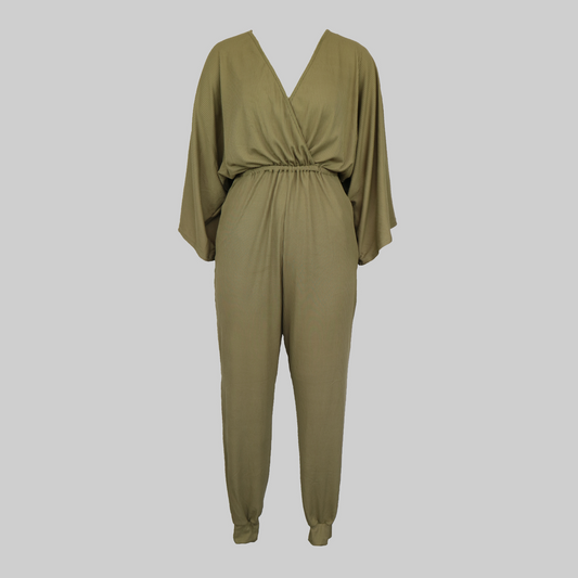 Olive Kimono Sleeve Jumpsuit