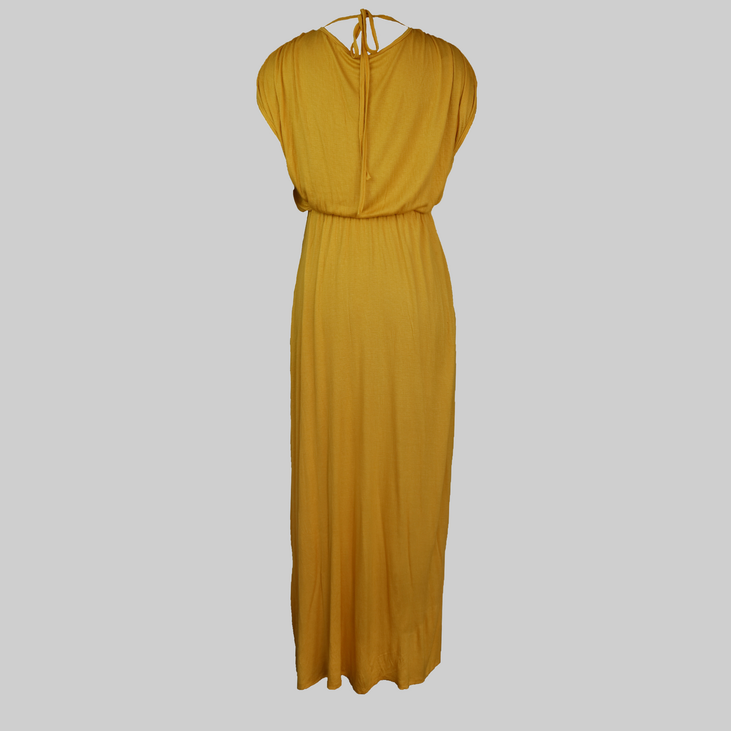 Yellow Ruched Sleeve Maxi Dress
