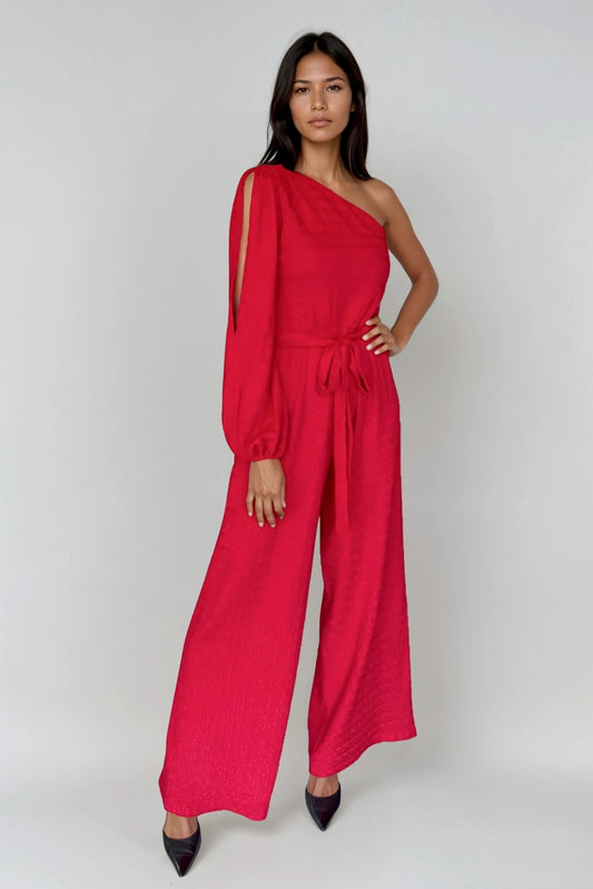 Red One-Shoulder Jumpsuit