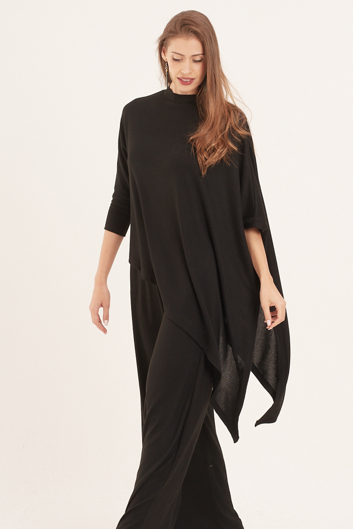 Black Asymmetric Knit Top