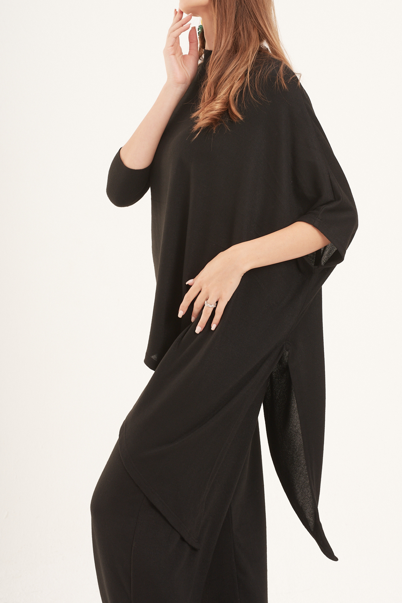 Black Asymmetric Knit Top