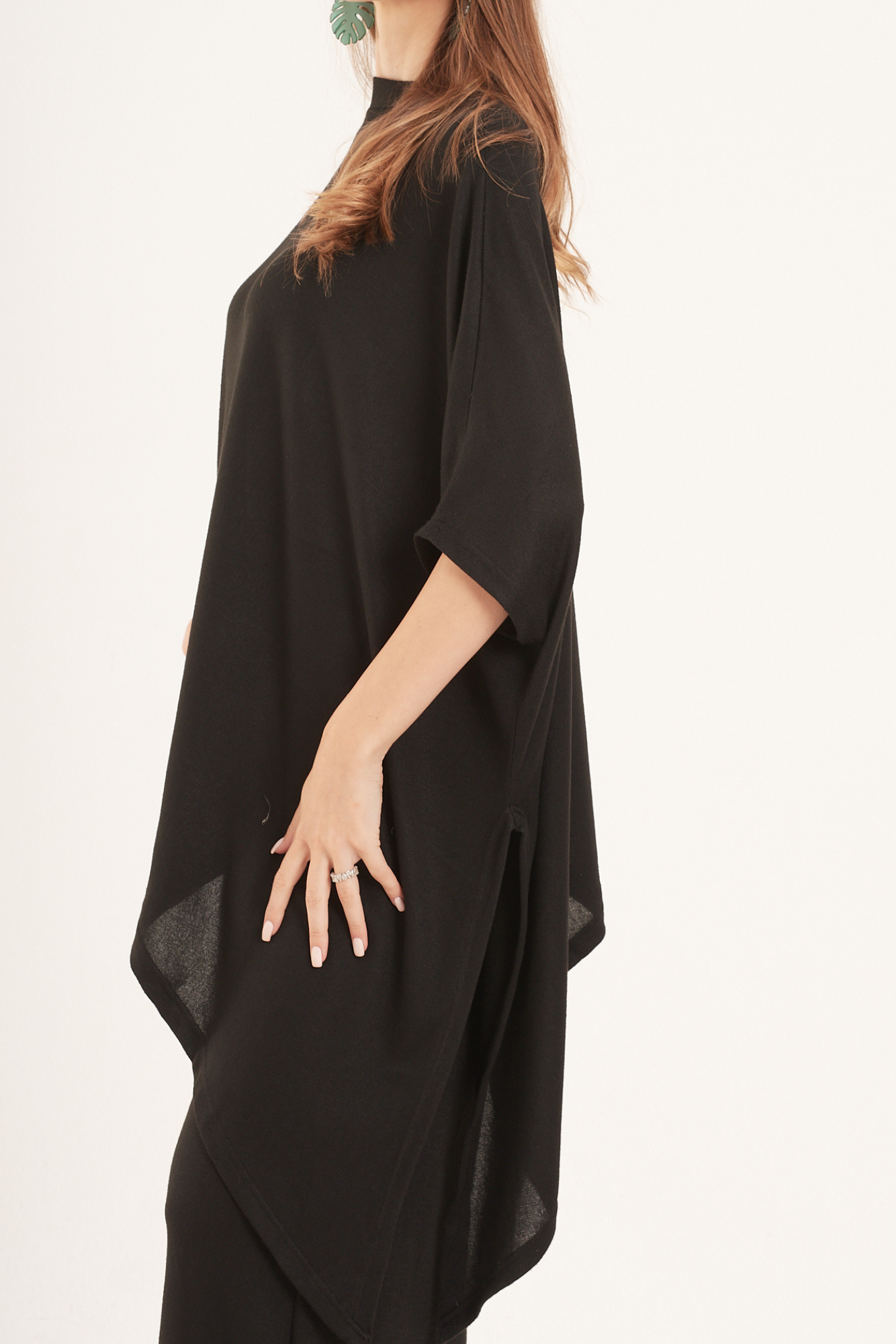 Black Asymmetric Knit Top