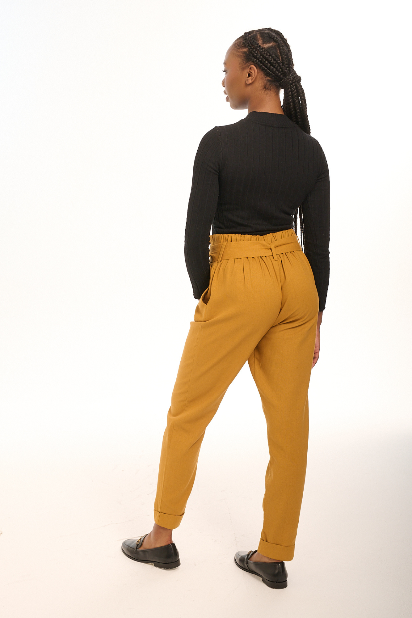 Mustard Linen Taped Pants