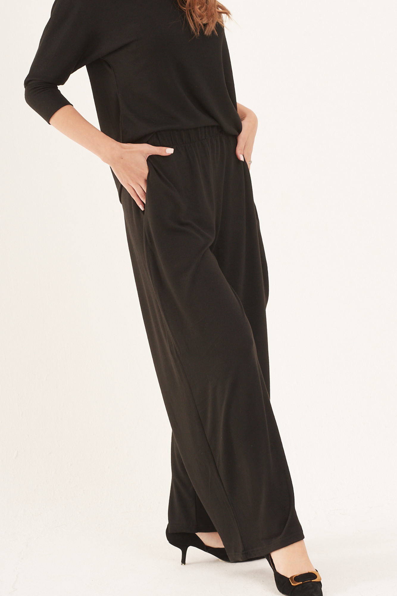 Black Wide Leg Knit Pants