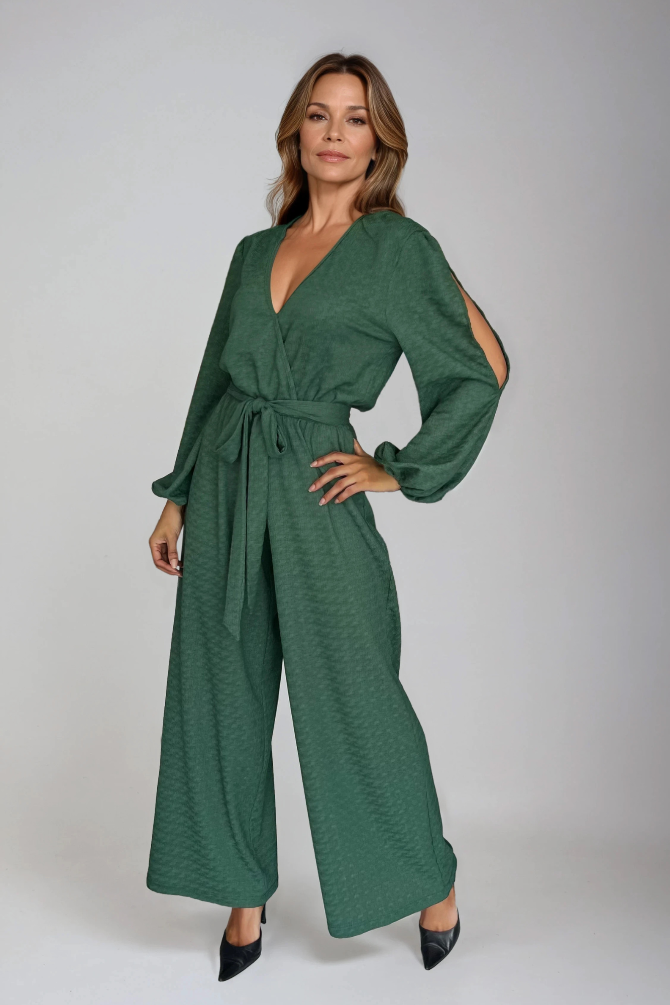 Green Cross-Over Jumpsuit