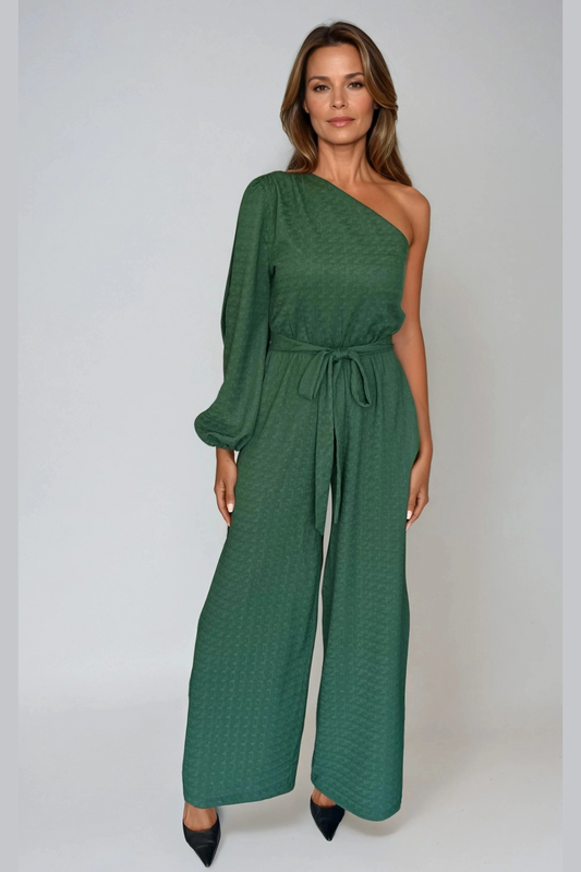 Green One-Shoulder Jumpsuit