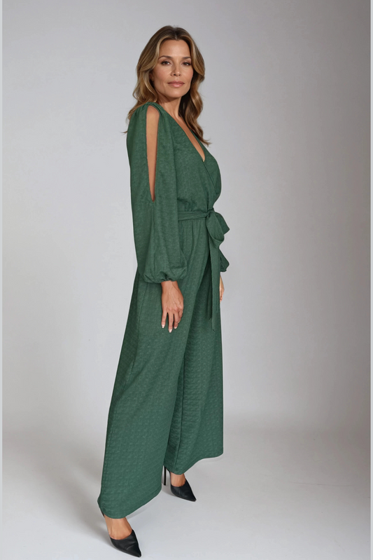 Green Cross-Over Jumpsuit