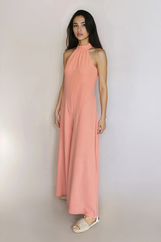 Peach Holterneck Jumpsuit