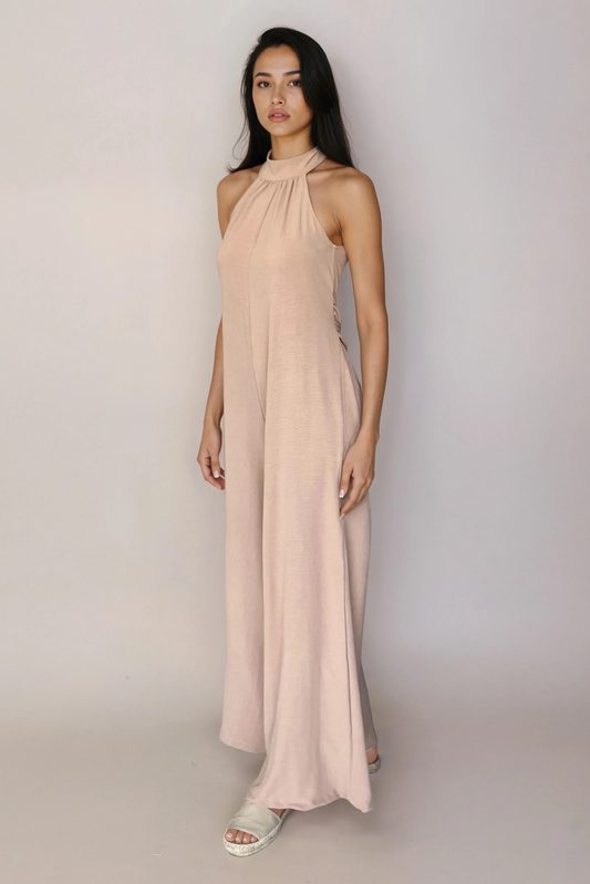 Camel Holterneck Jumpsuit