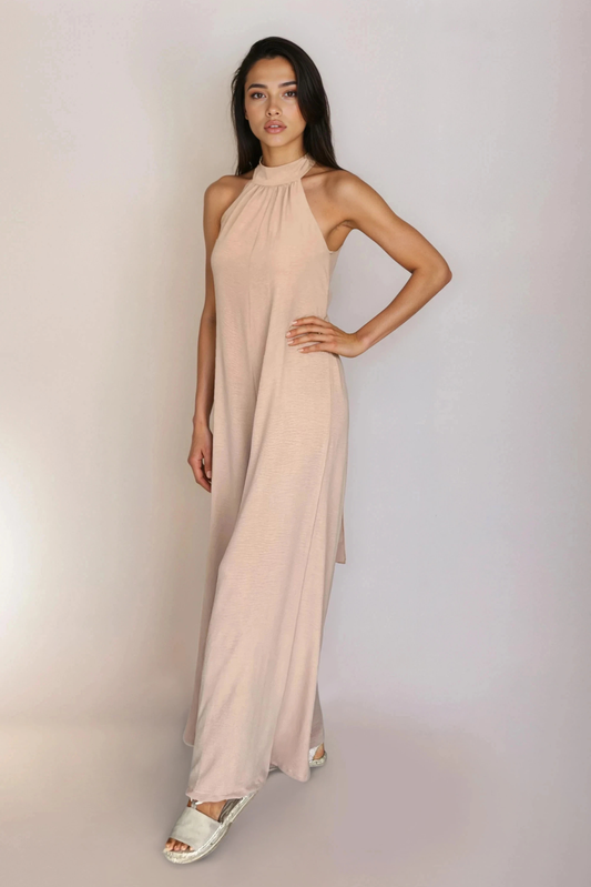 Camel Holterneck Jumpsuit