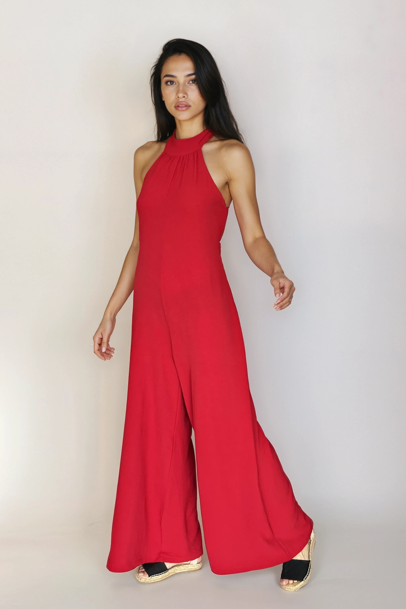 Red Holterneck Jumpsuit