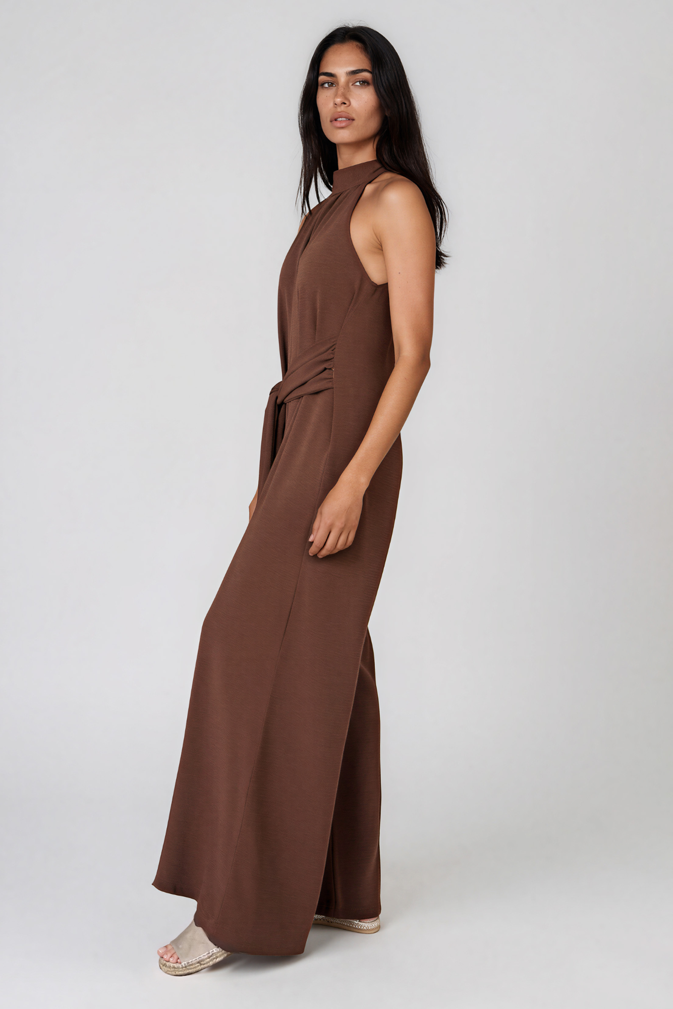 Chocolate Brown Halter Neck Jumpsuit