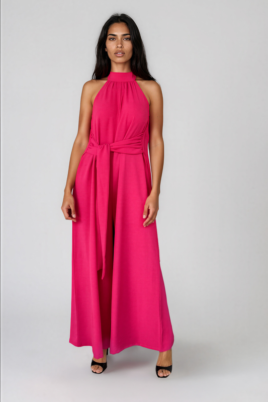 Cerise Pink Halter Neck Jumpsuit