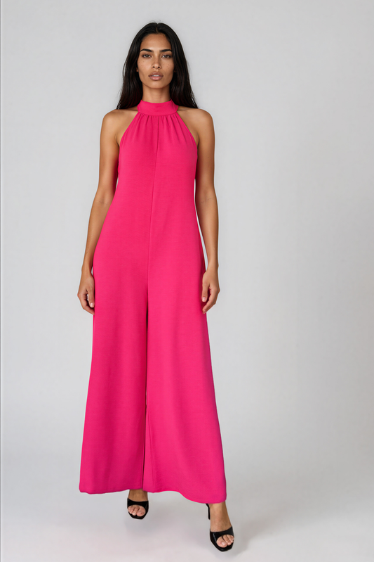 Cerise Pink Halter Neck Jumpsuit
