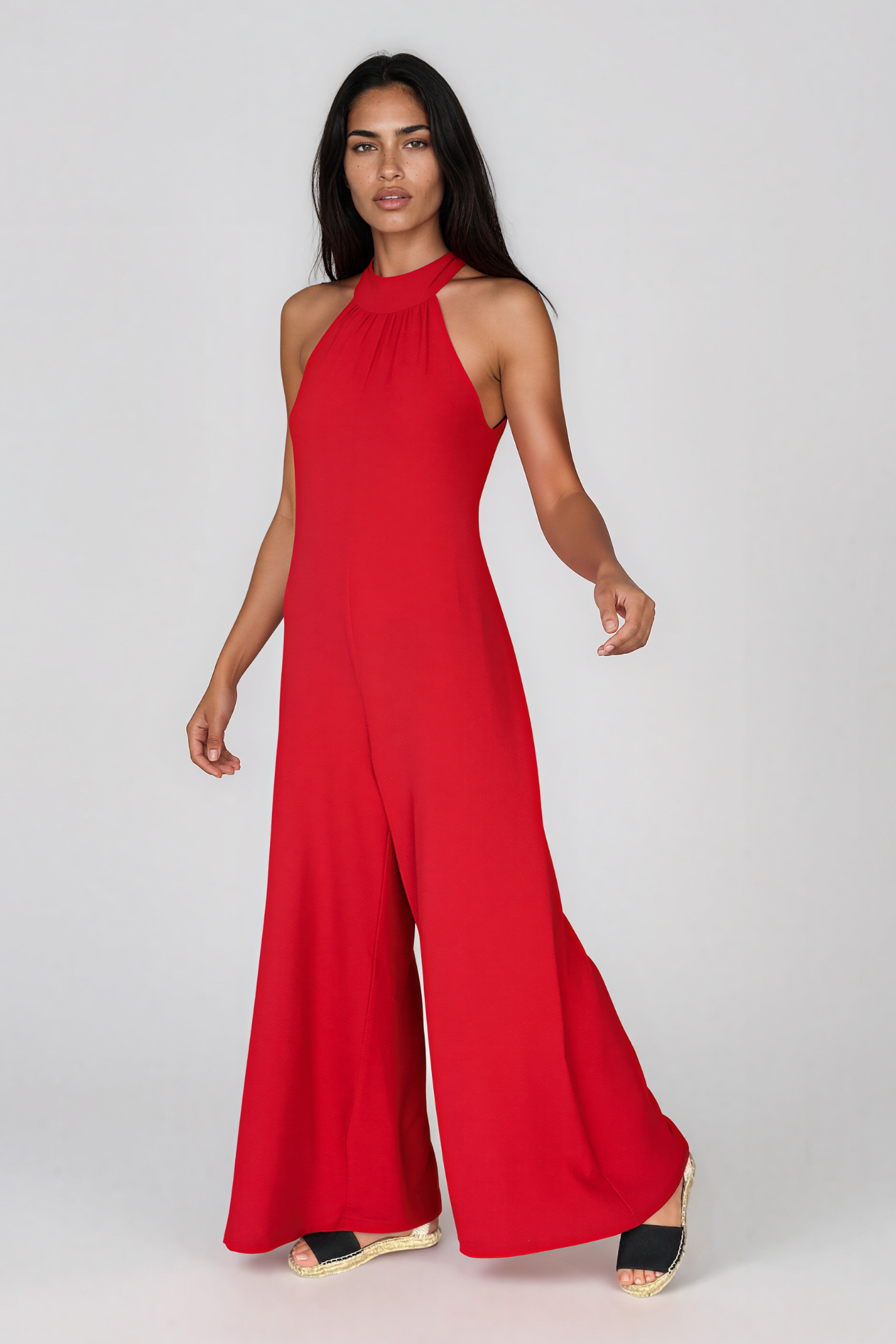 Red Halter Neck Jumpsuit