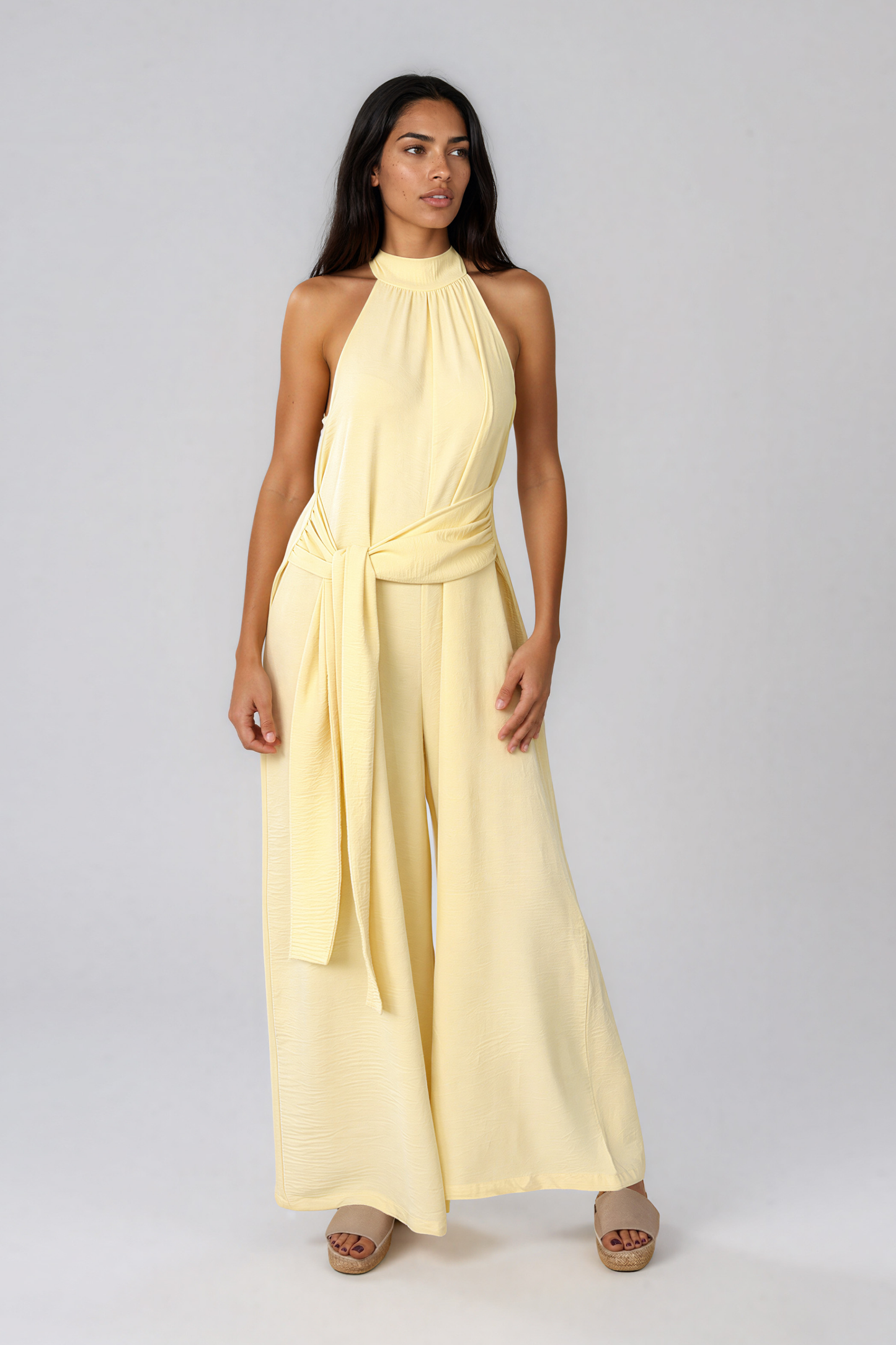 Butter Yellow Halter Neck Jumpsuit