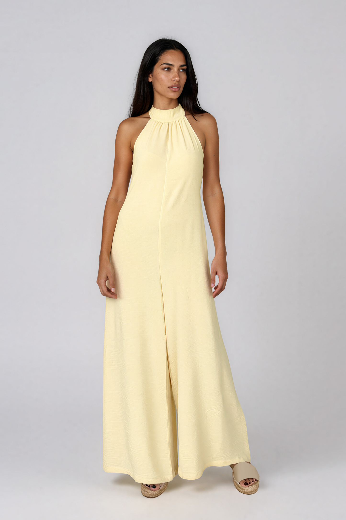 Butter Yellow Halter Neck Jumpsuit