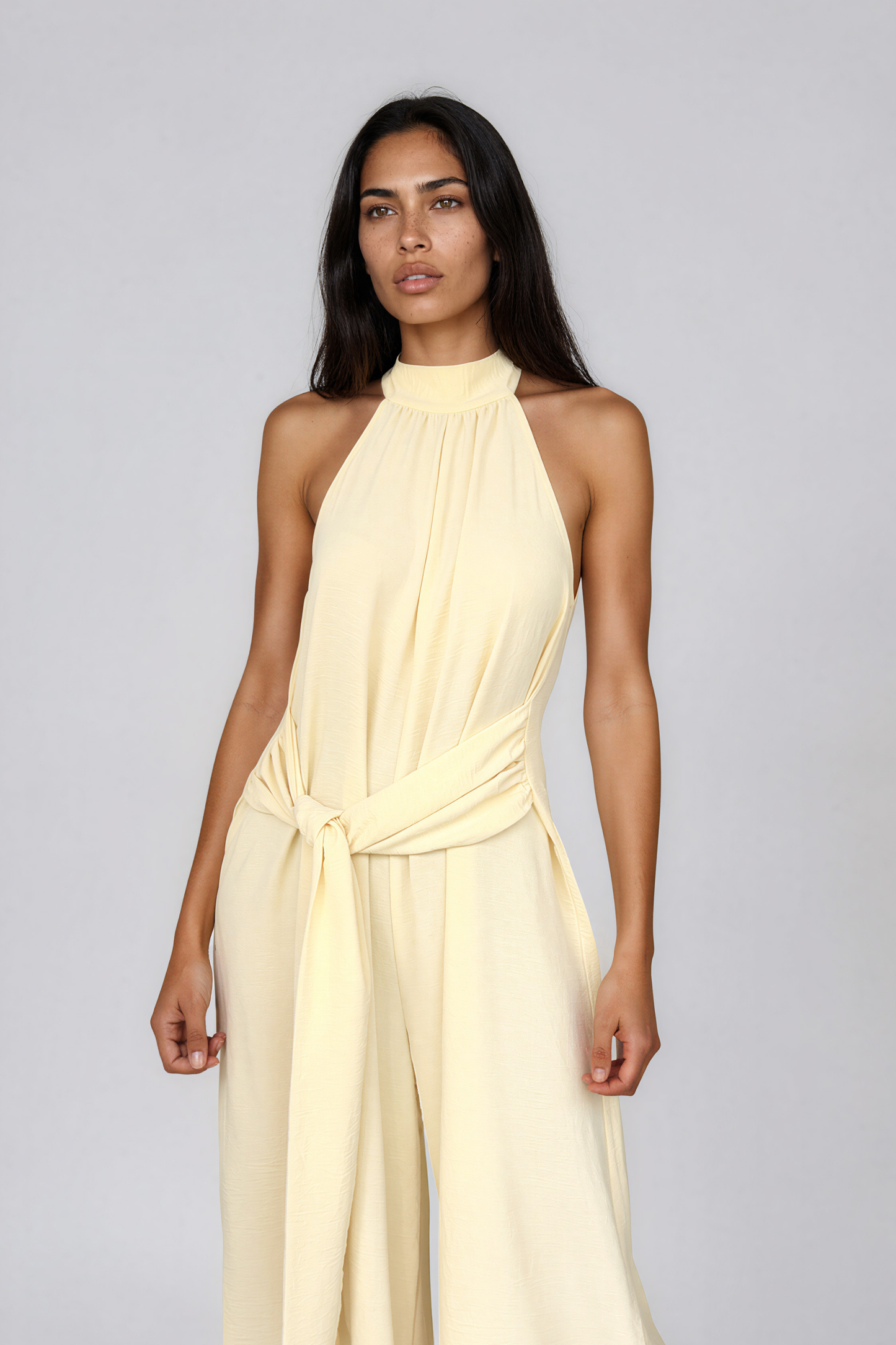 Butter Yellow Halter Neck Jumpsuit