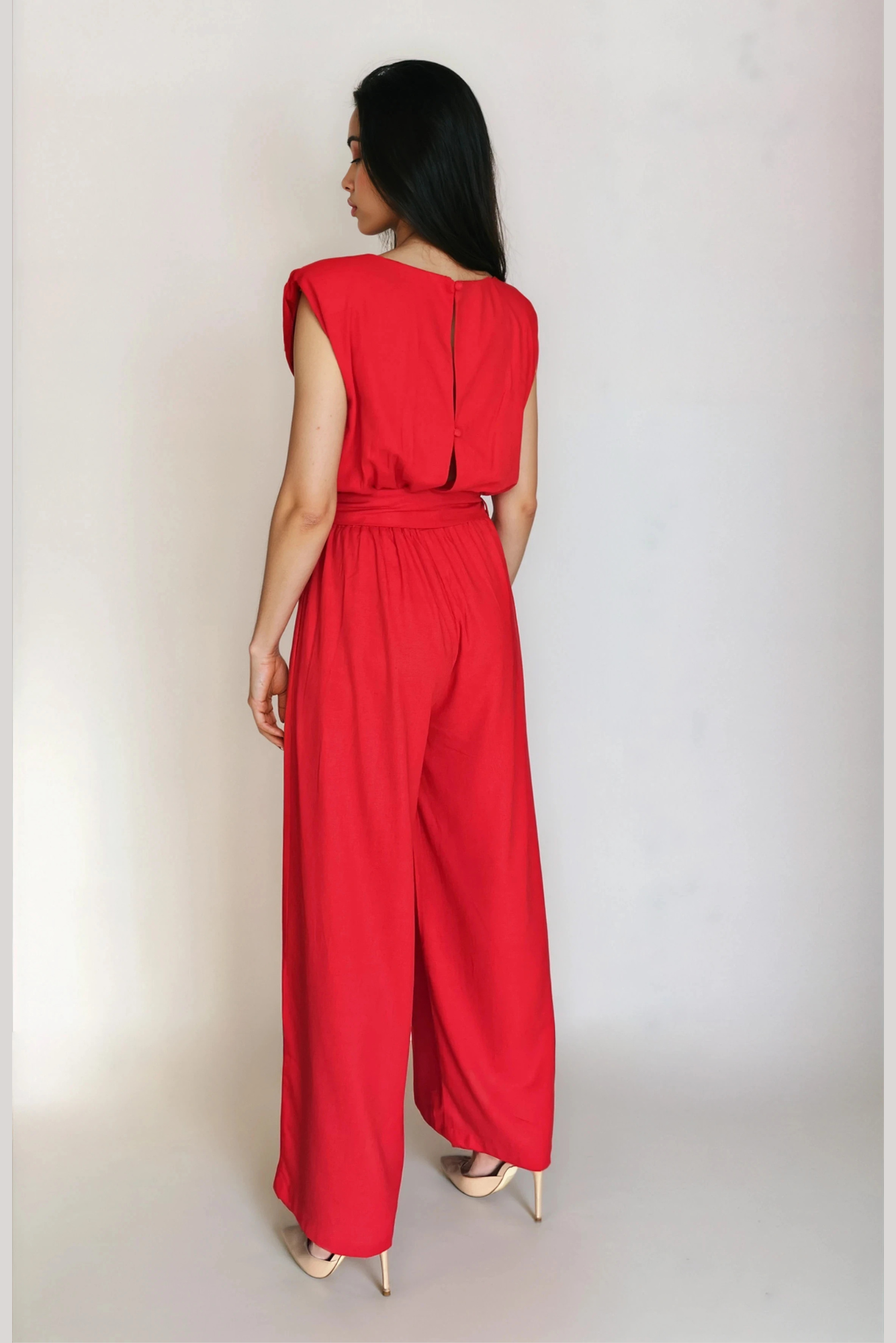 Red Linen Jumpsuit