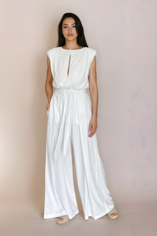White Linen Jumpsuit
