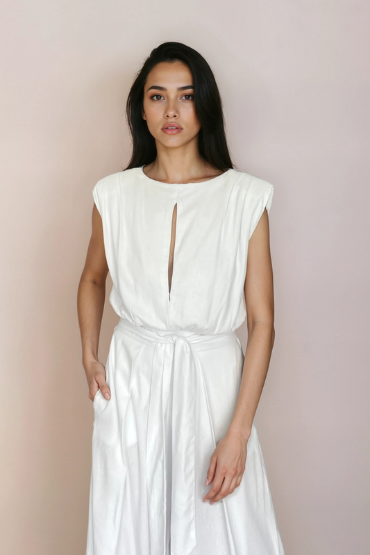 White Linen Jumpsuit